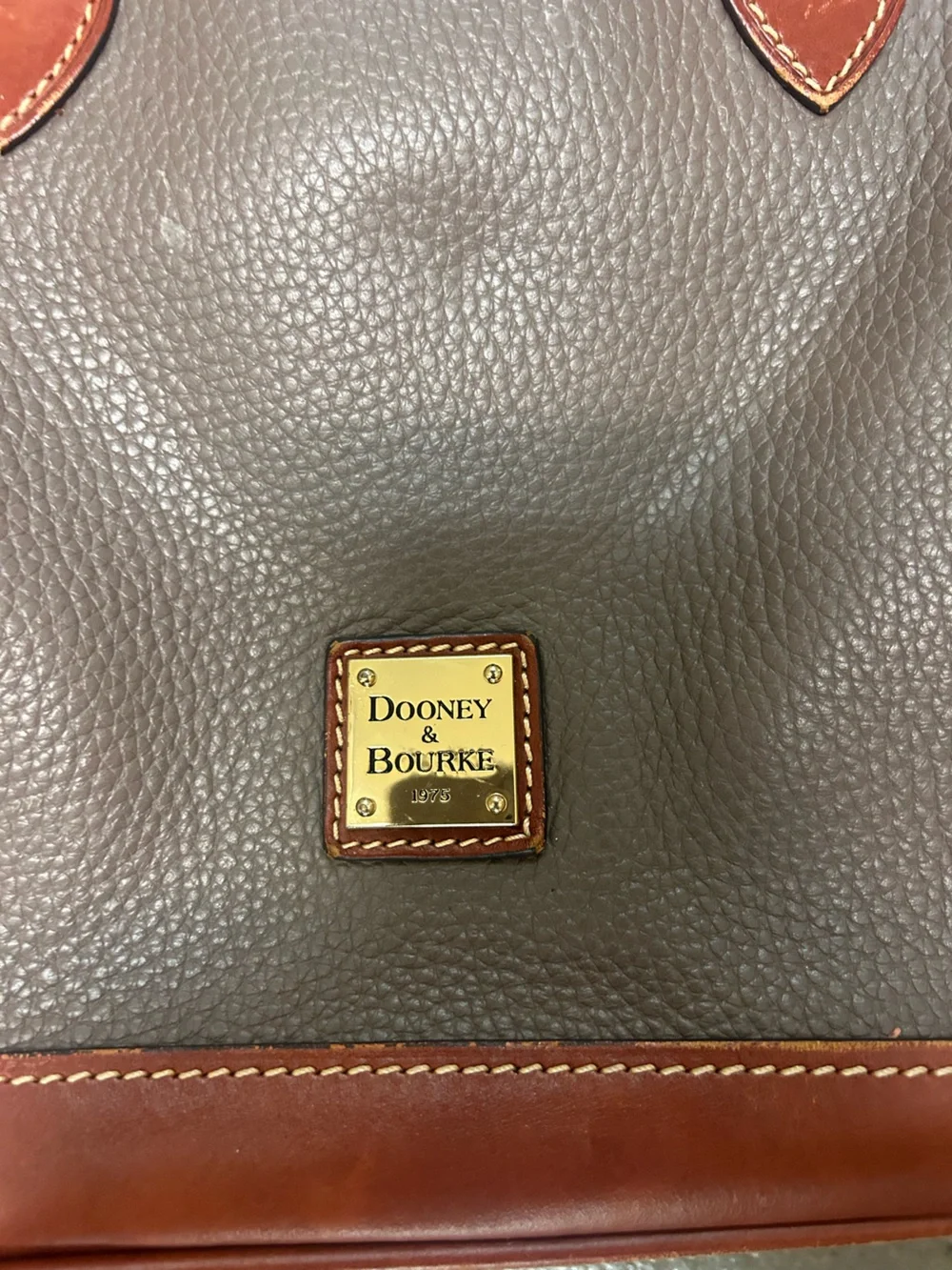 Dooney & Bourke Brown and Dark Gray Pebble Leather Satchel